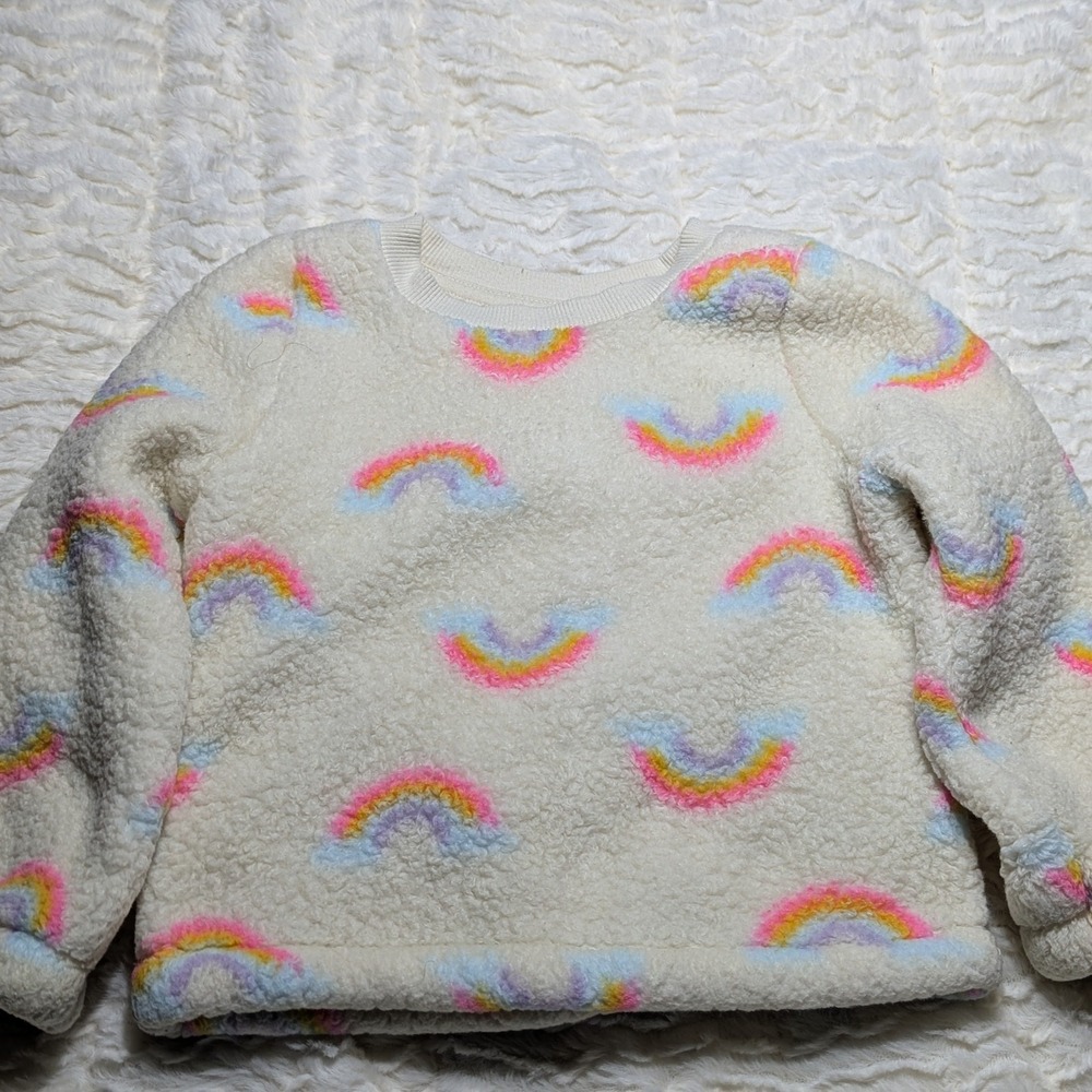 Cat & Jack Toddler Rainbow Sherpa Fleece‎ Sweatshirt 3T